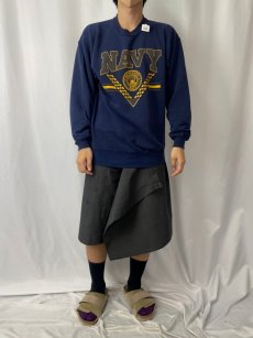 画像2: 90's SOFFE "NAVY" リフレクタープリントスウェット NAVY L (2)