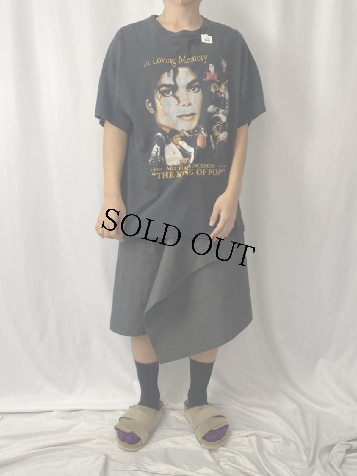 画像2: MICHAEL JACKSON "THE KING OF POP" ミュージシャン追悼Tシャツ XL (2)