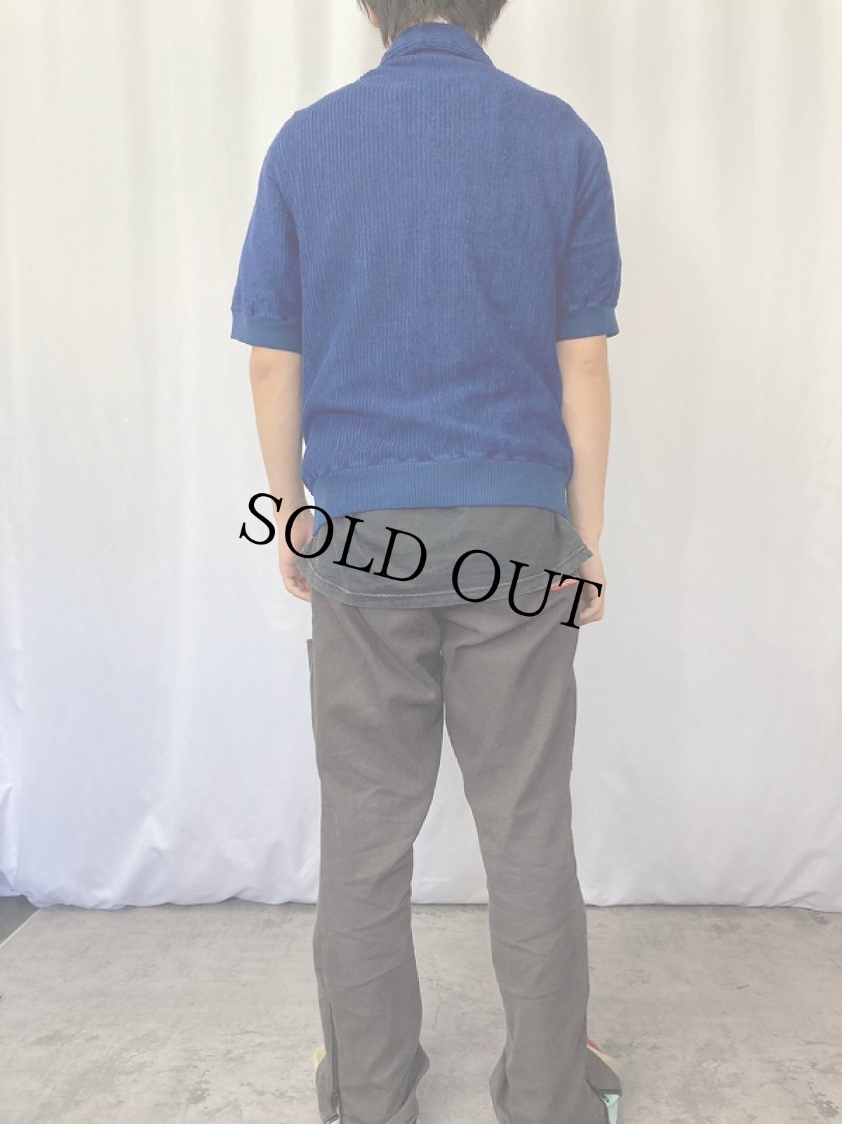 画像3: BRITTANIA ストライプ織 パイルスキッパーシャツ L (3)