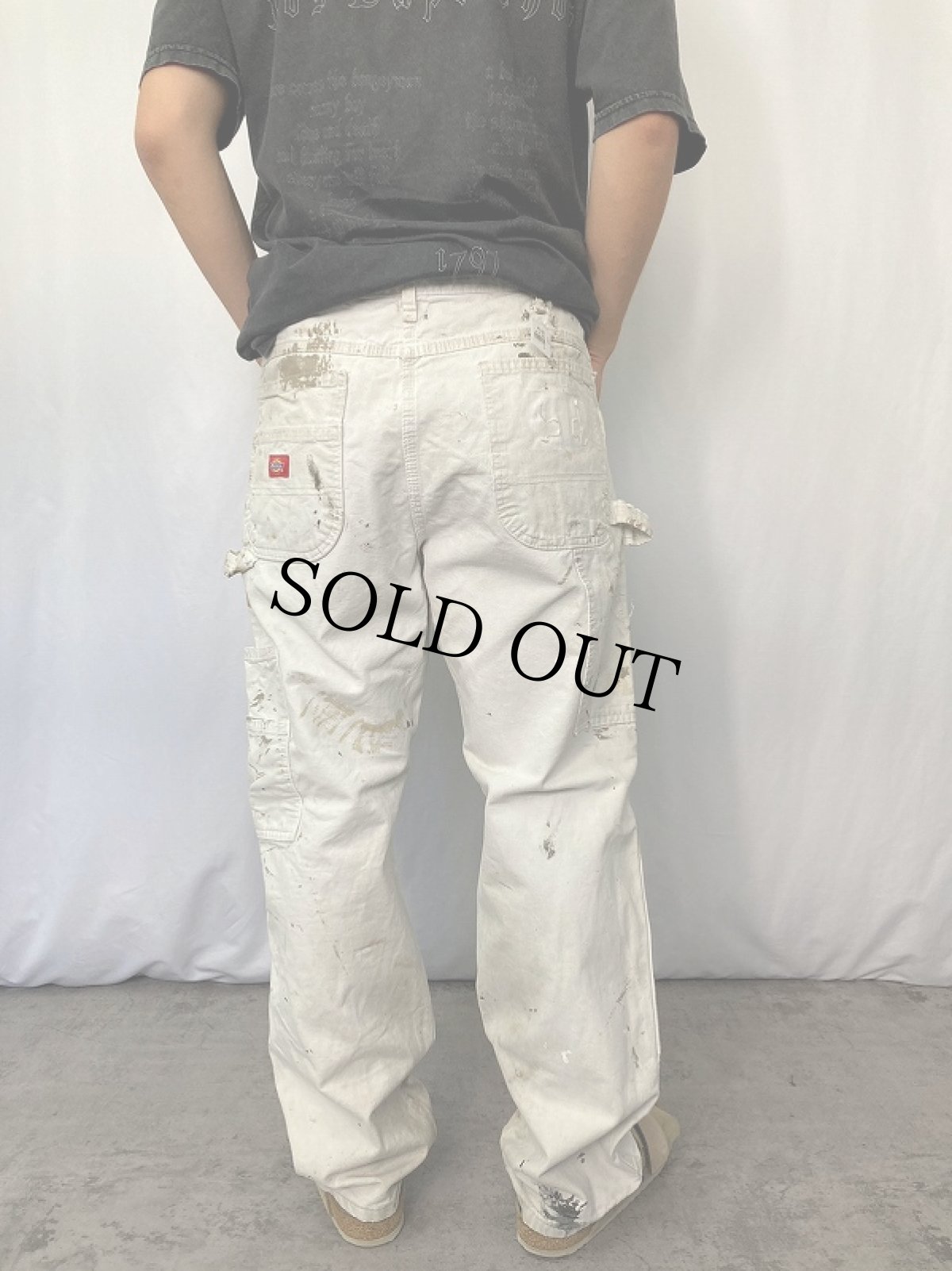 画像3: Dickies ペンキペイント ダブルニーペインターパンツ W35 (3)