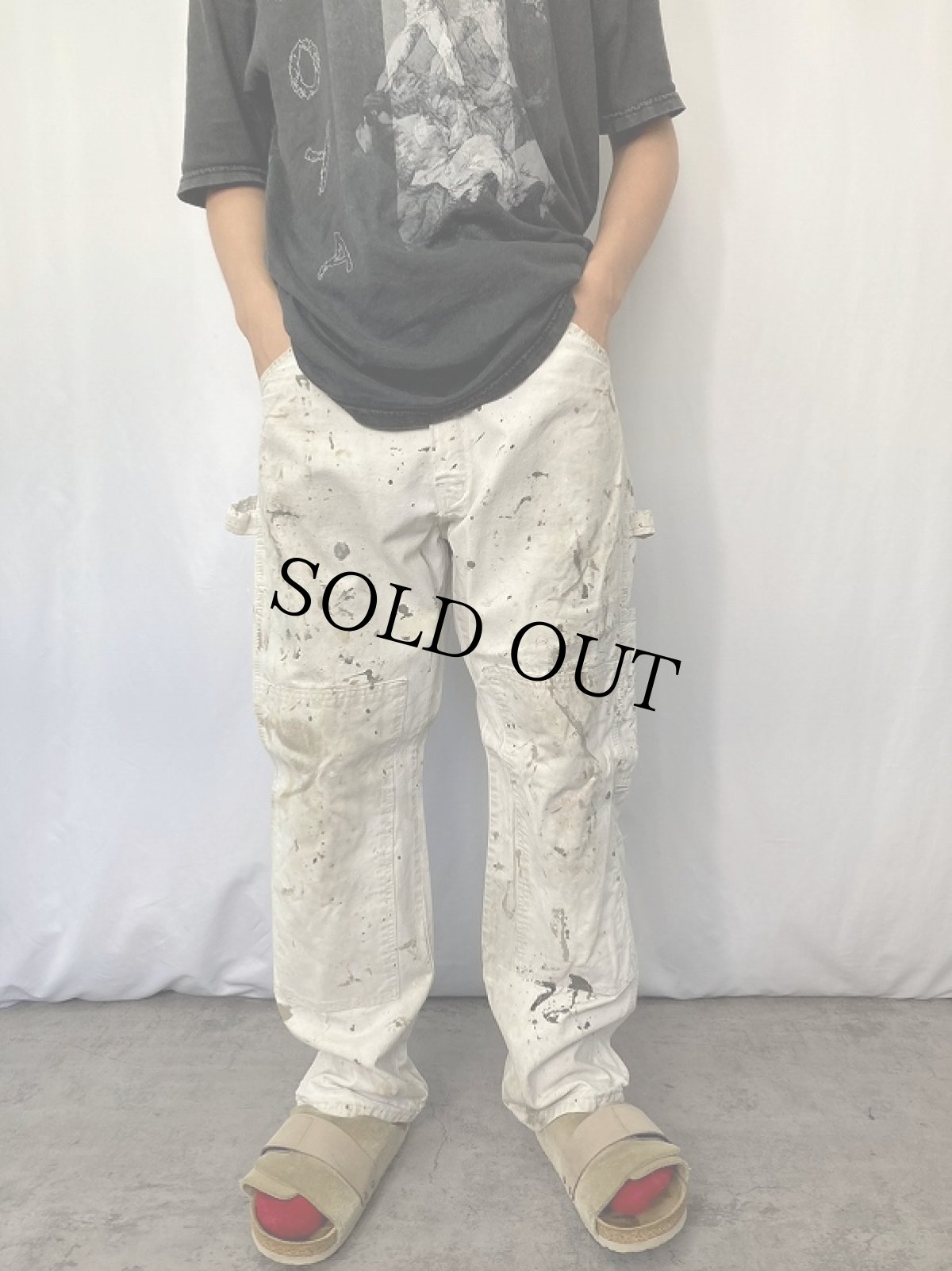 画像2: Dickies ペンキペイント ダブルニーペインターパンツ W35 (2)