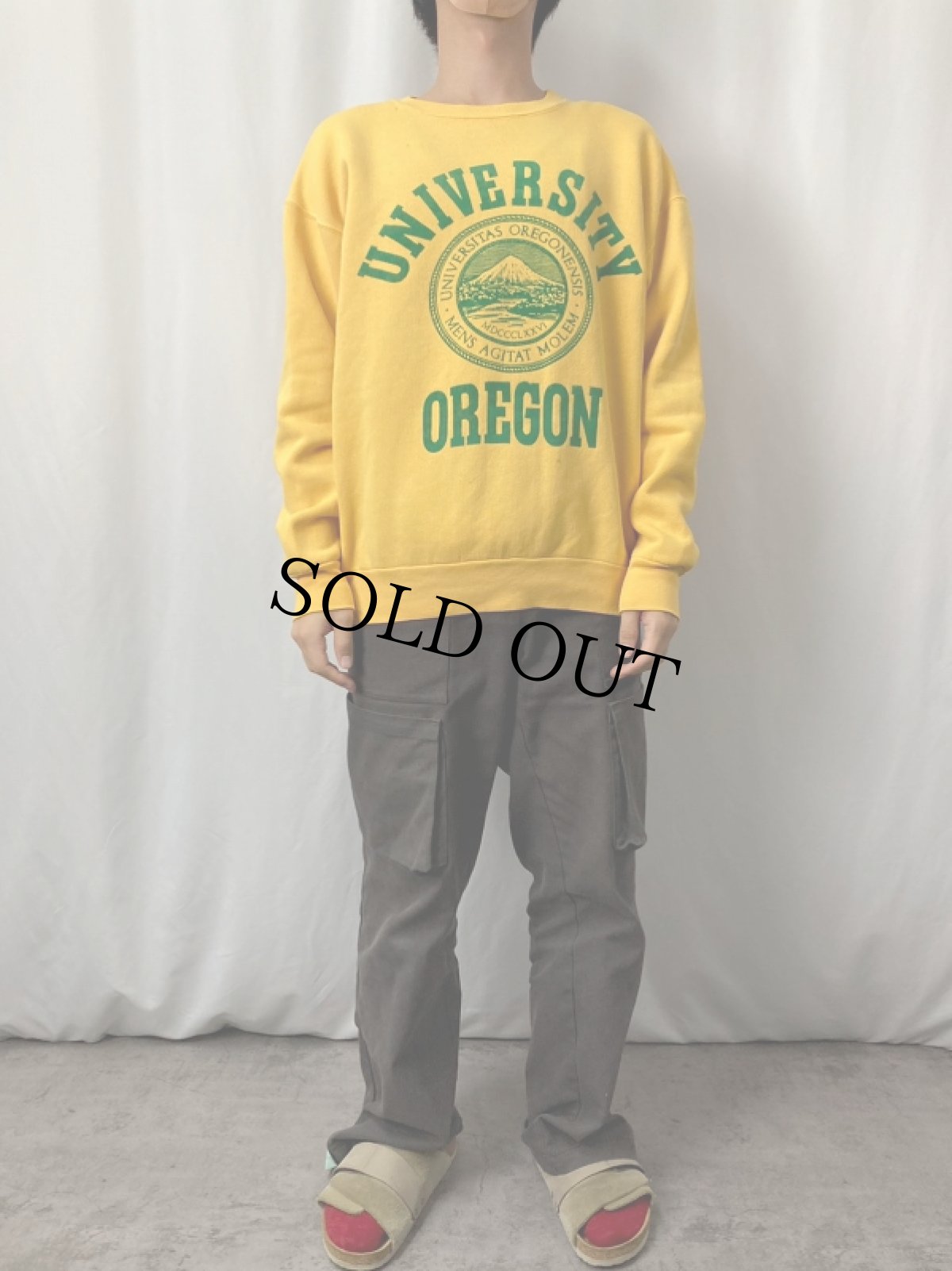 画像2: 90's JANSPORT USA製 "UNIVERSITY OREGON" フロッキープリントスウェット (2)