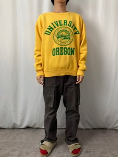 画像2: 90's JANSPORT USA製 "UNIVERSITY OREGON" フロッキープリントスウェット (2)