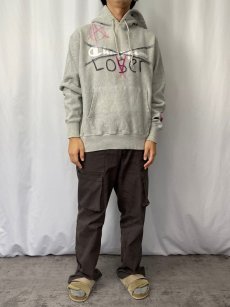 画像2: Champion REVERSE WEAVE ロゴワッペン ハンドペイント スウェットフーディー M (2)