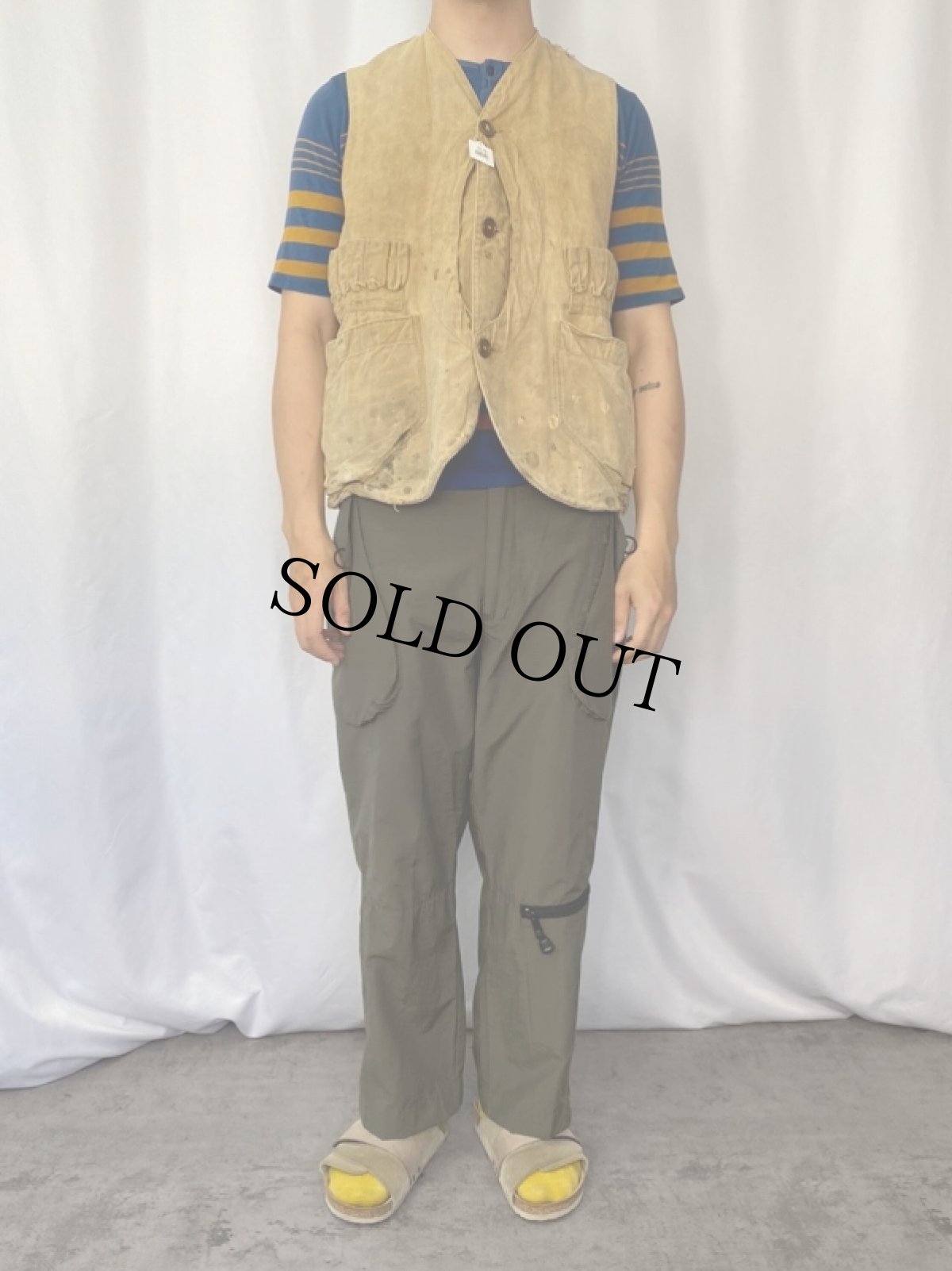 画像2: 30's HUDSON DUXBAK ハーフムーンポケット ハンティングベスト SIZE38 (2)