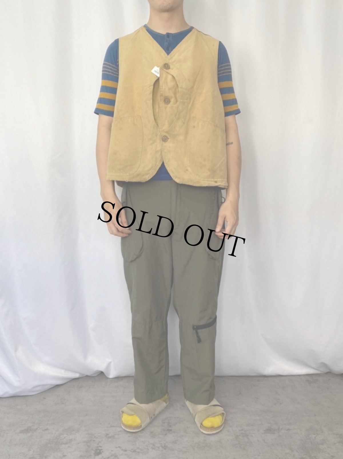 画像2: 40〜50's BLUE BILL by RED HEAD ハーフムーンポケット ハンティングベスト (2)