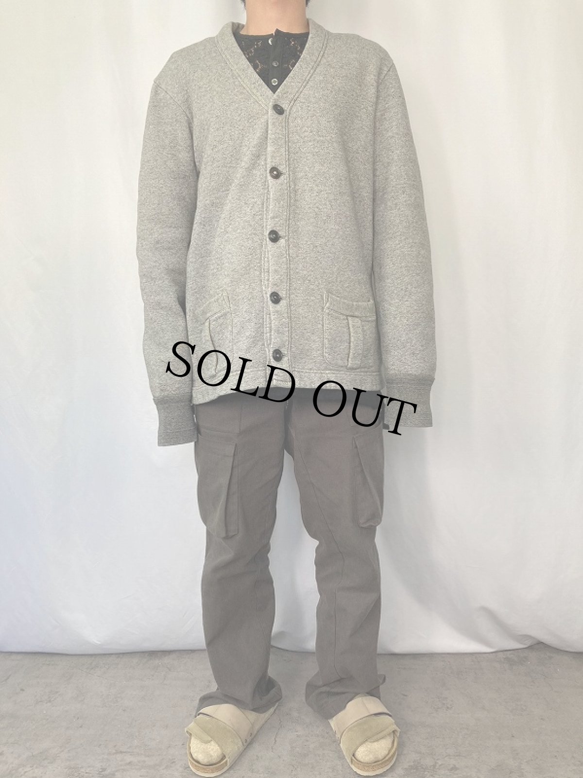 画像2: POLO Ralph Lauren ゴマ塩 スウェットカーディガン L (2)