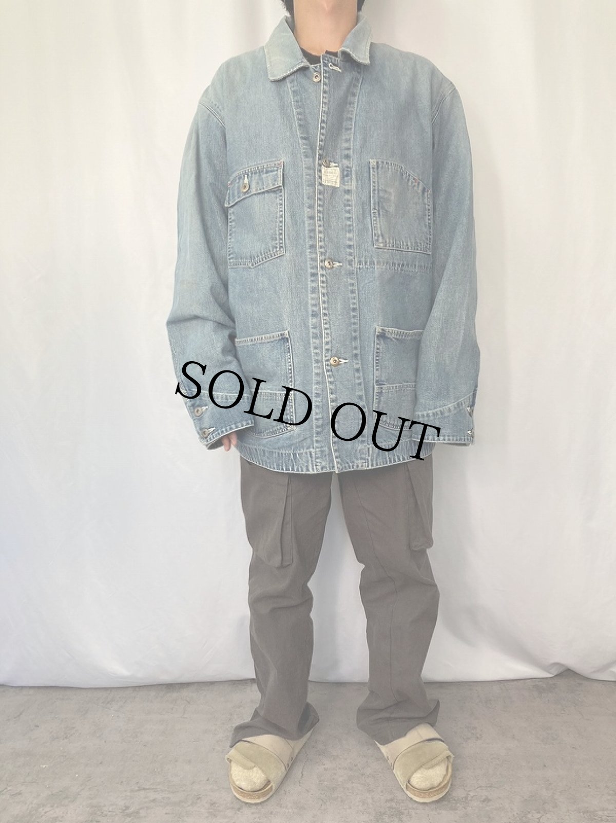 画像2: 90's POLO SPORT Ralph Lauren デニムカバーオール XL (2)