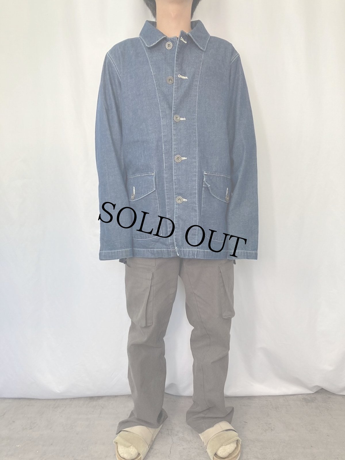 画像2: 90's POLO SPORT Ralph Lauren "U.S.ARMY TYPE" デニムカバーオール L (2)