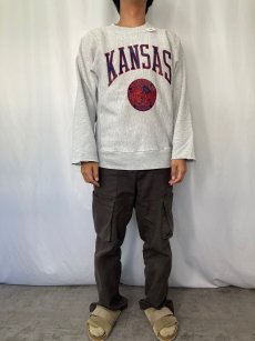 画像2: 90's〜 USA製 REVERSE WEAVE TYPE "KANSAS" カットオフ プリントスウェット L (2)