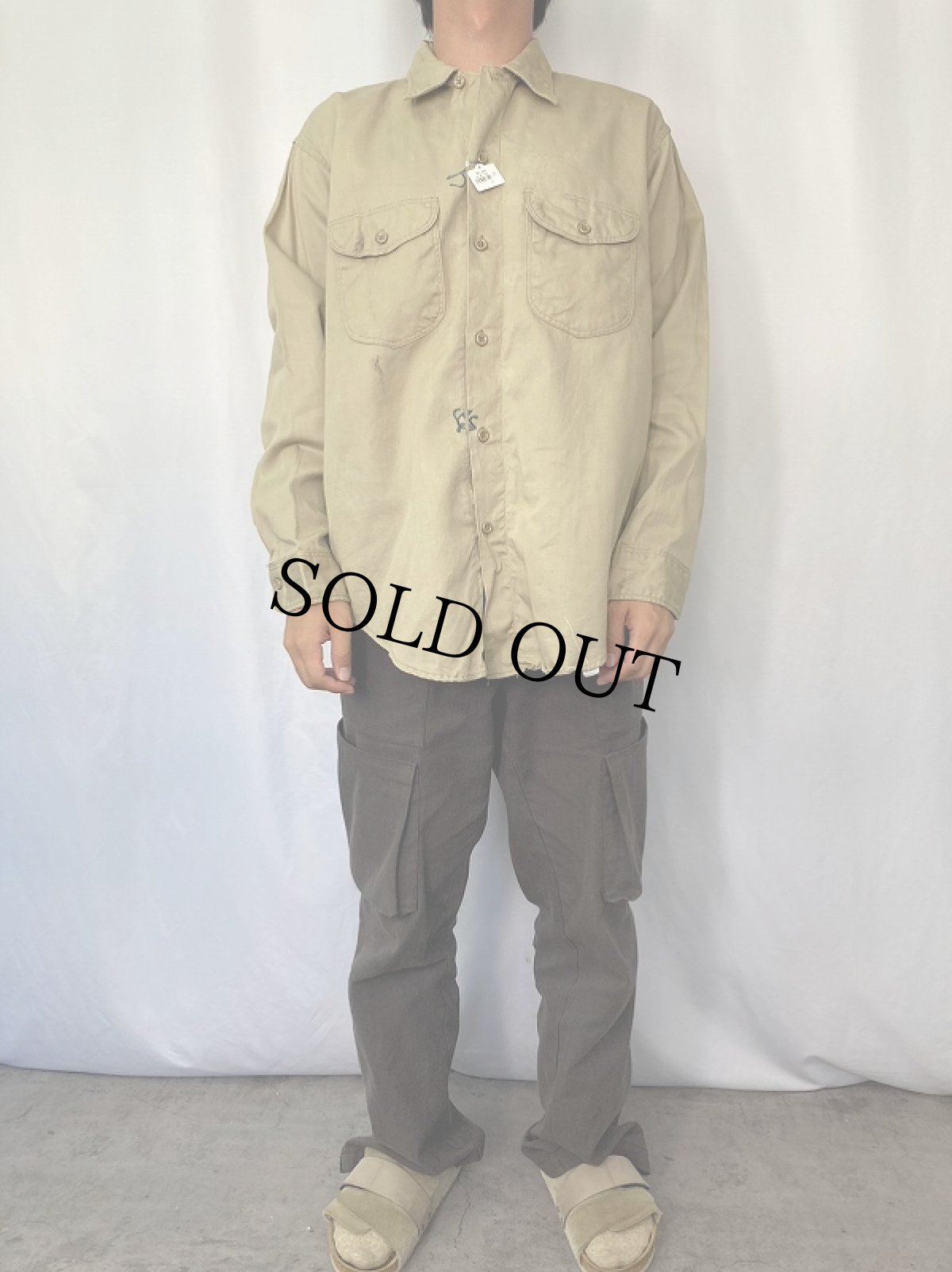 画像2: 60's Lee USA製 マチ付き コットンワークシャツ SIZE16-16 2/1 (2)