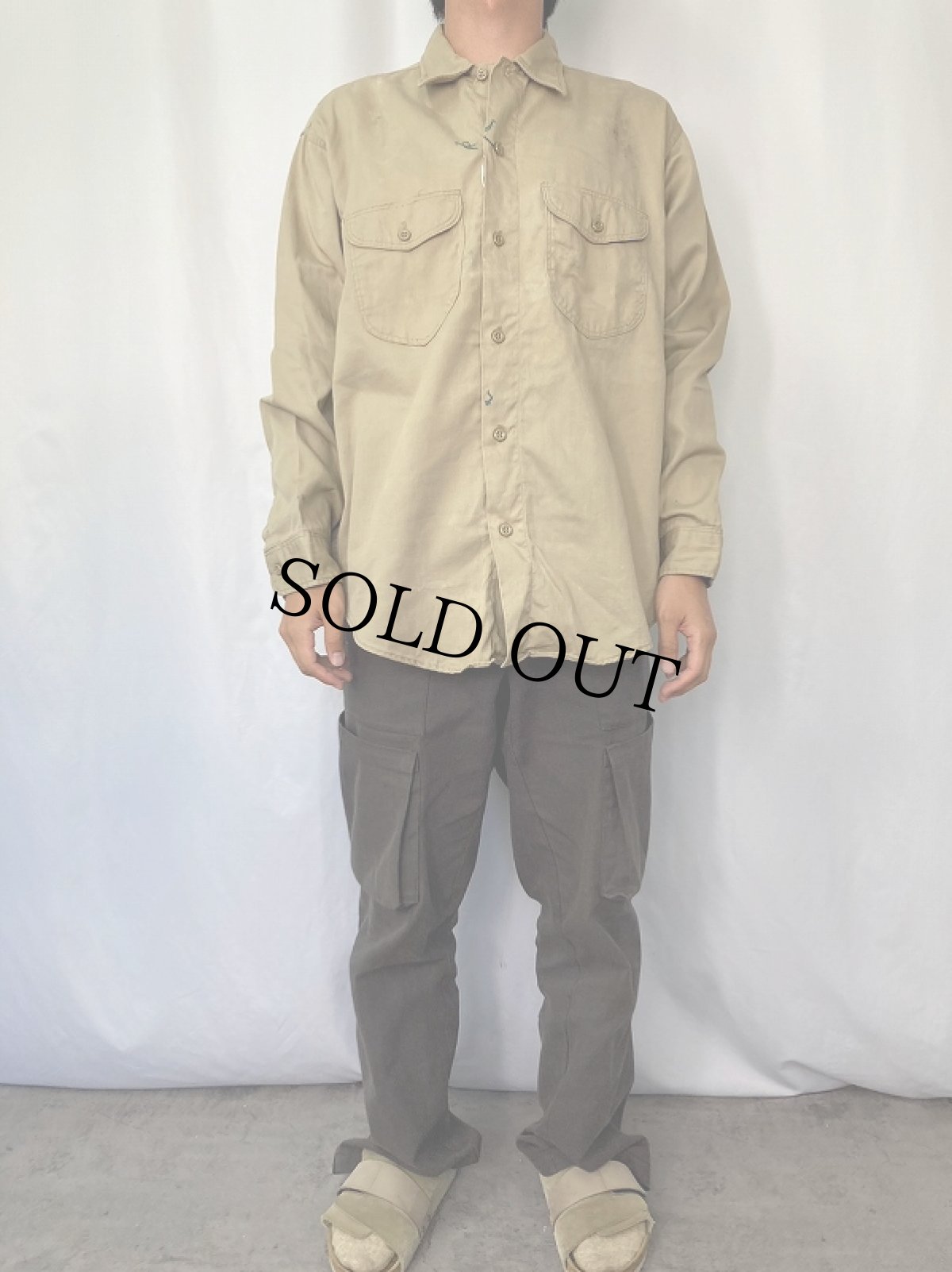 画像2: 60's Lee USA製 マチ付き コットンワークシャツ SIZE16-16 2/1 (2)