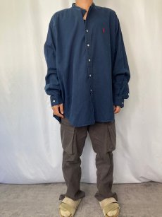 画像2: POLO Ralph Lauren "POSTBOY" ロゴ刺繍 バンドカラー コットンシャツ XL (2)