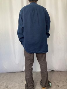 画像3: POLO Ralph Lauren "POSTBOY" ロゴ刺繍 バンドカラー コットンシャツ XL (3)