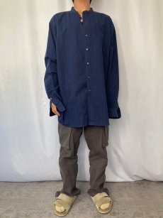 画像2: POLO Ralph Lauren "BERNARD" 総柄織り バンドカラー コットンシャツ XL (2)