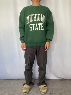 画像2: 90's〜 USA製 "MICHIGAN STATE" 前V プリントスウェット L (2)