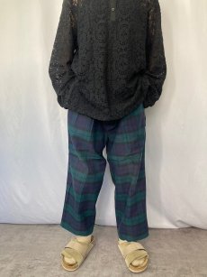 画像2: 90's POLO Ralph Lauren USA製 ブラックウォッチチェック柄 2タック コットンスラックス W33-35 (2)