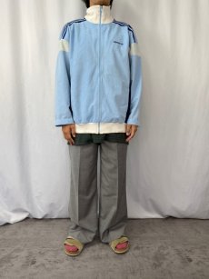 画像2: 80's adidas FRANCE製 切り替えデザイン ベロアトラックジャケット L (2)