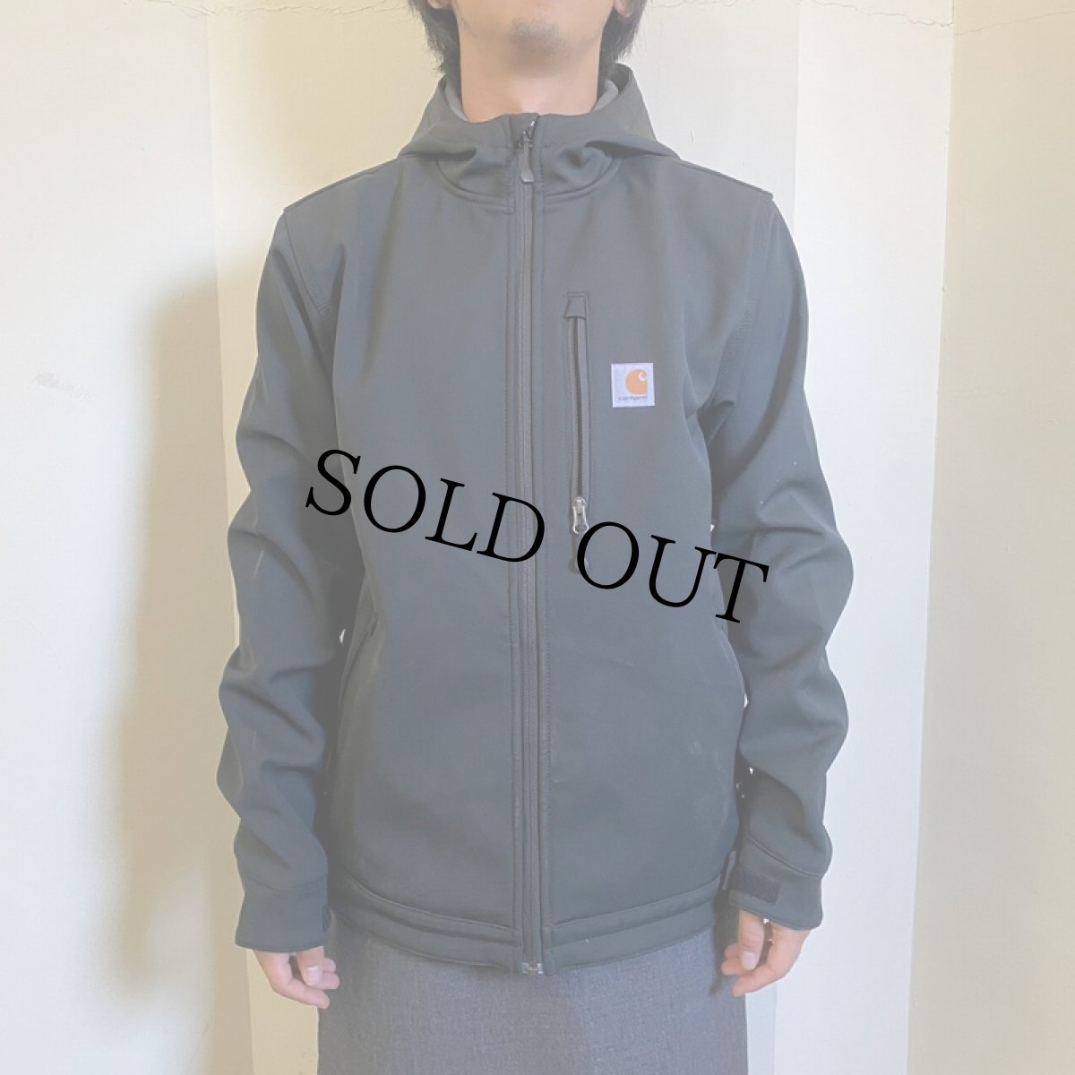 画像2: Carhartt ロゴワッペン ナイロンジップパーカー M (2)