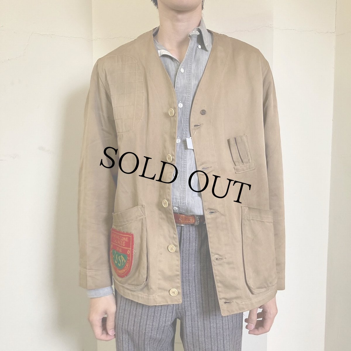 画像2: 40's UTICA DUXBAK CORP ガンパッチ付き シューティングジャケット SIZE42 (2)