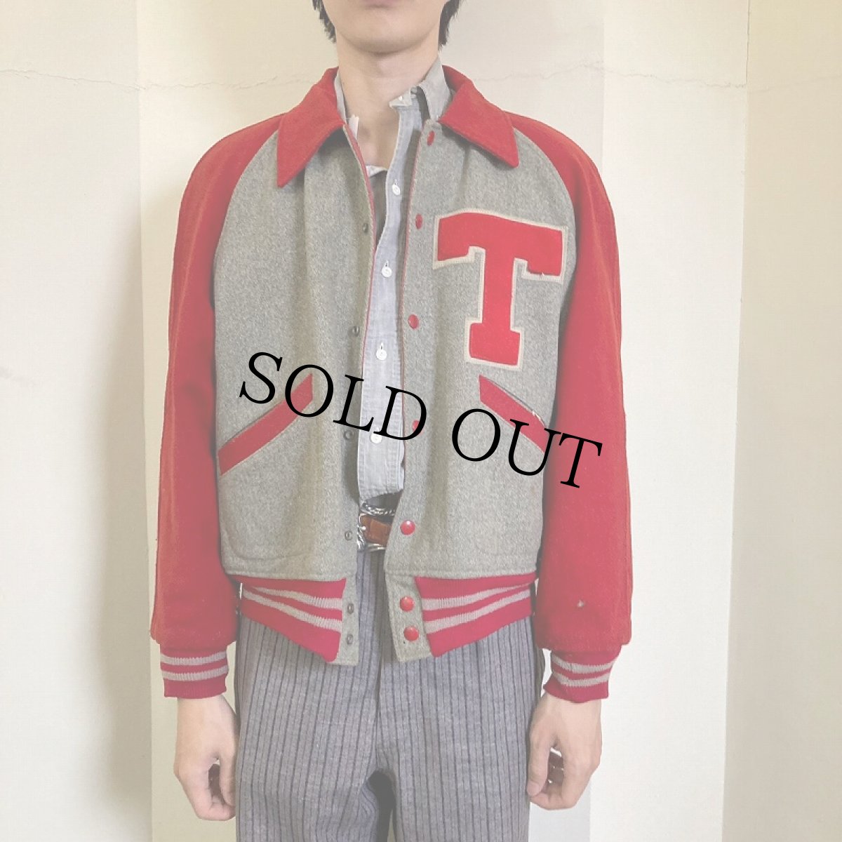 画像3: 50's C&S SPORTING GOODS Co. ウール×サテン リバーシブルスタジャン SIZE42 (3)