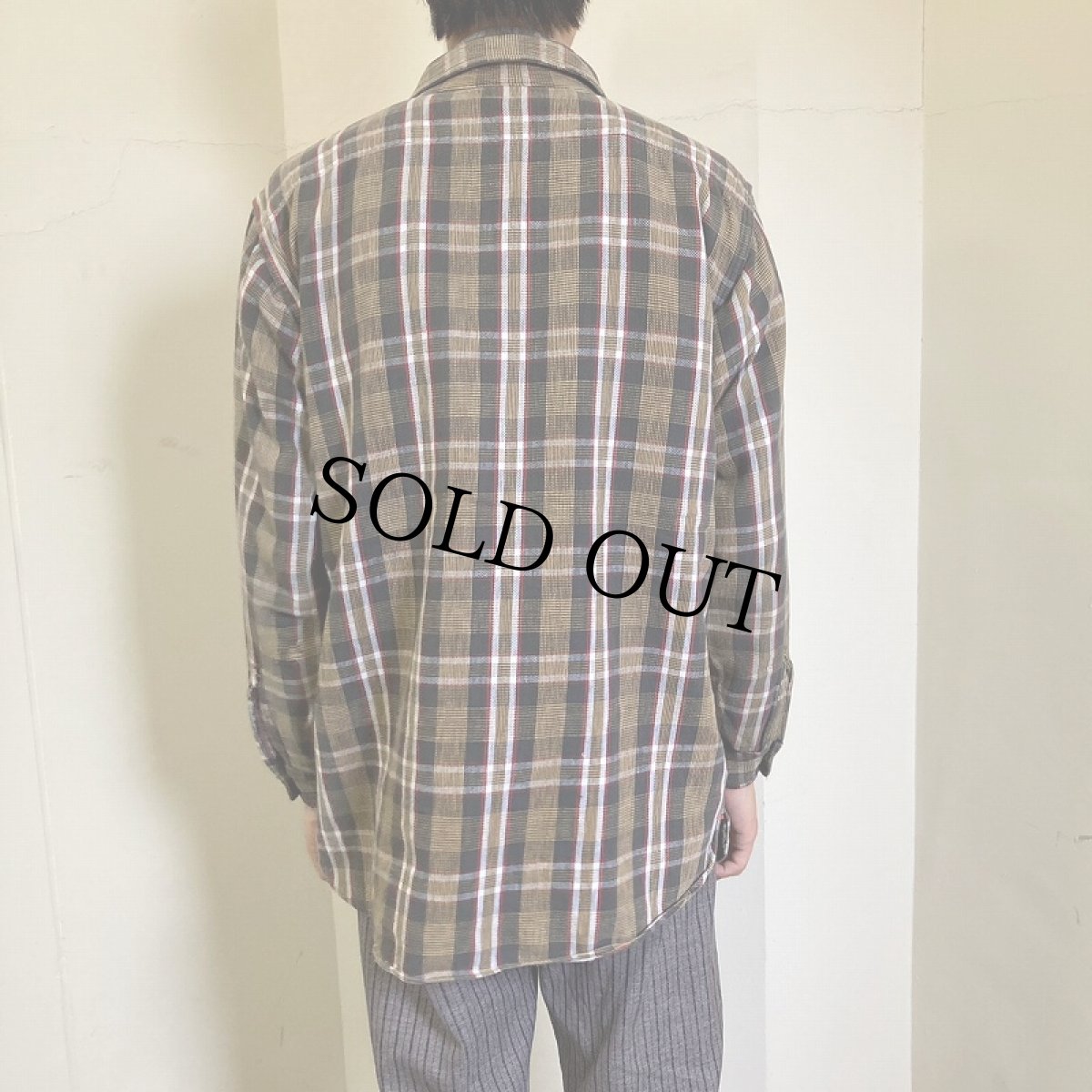 画像3: 60's PILGRIM チェック柄 マチ付き ライトネルシャツ SIZE16-16 1/2 (3)