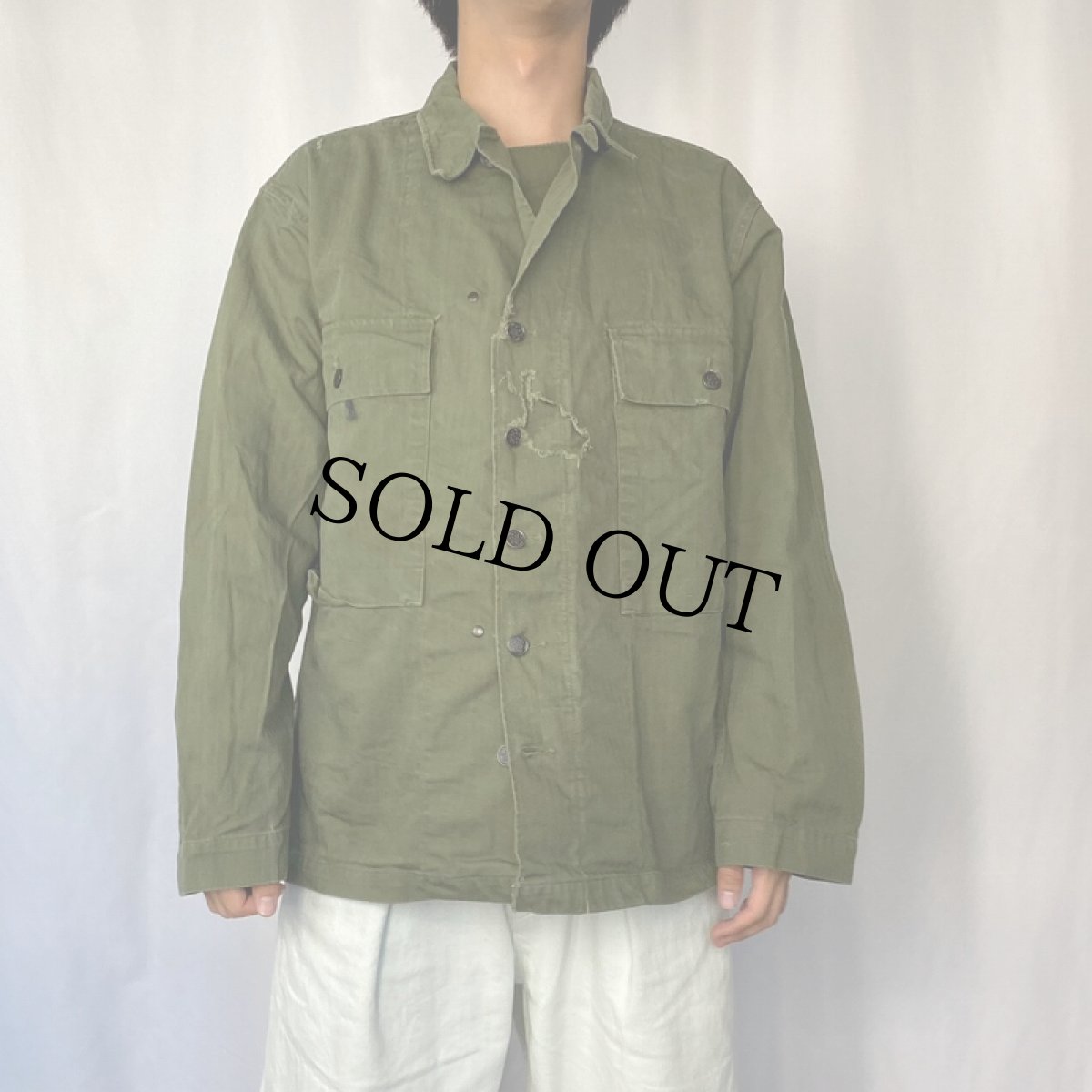 画像2: 40's U.S.ARMY 13スター M-43 HBTジャケット 40R (2)