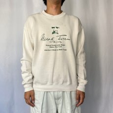 画像2: 90's Mark Twain USA製 小説家プリントスウェット L (2)