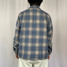 画像3: 70's PENDLETON USA製 オンブレーチェック柄 オープンカラーウールシャツ L (3)