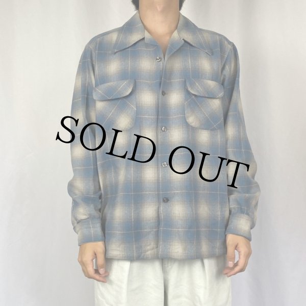 USA製 70s Pendleton 単色グレー BDシャツ エルボーパッチ L 70s PENDLETONペンドルトン オンブレチェック エルボーパッチ