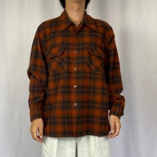 画像2: 70's PENDLETON USA製 "BULLOCK'S" オンブレーチェック柄 オープンカラーウールシャツ XL (2)