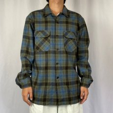 画像2: PENDLETON "BOARD SHIRT" チェック柄 オープンカラーウールシャツ M (2)