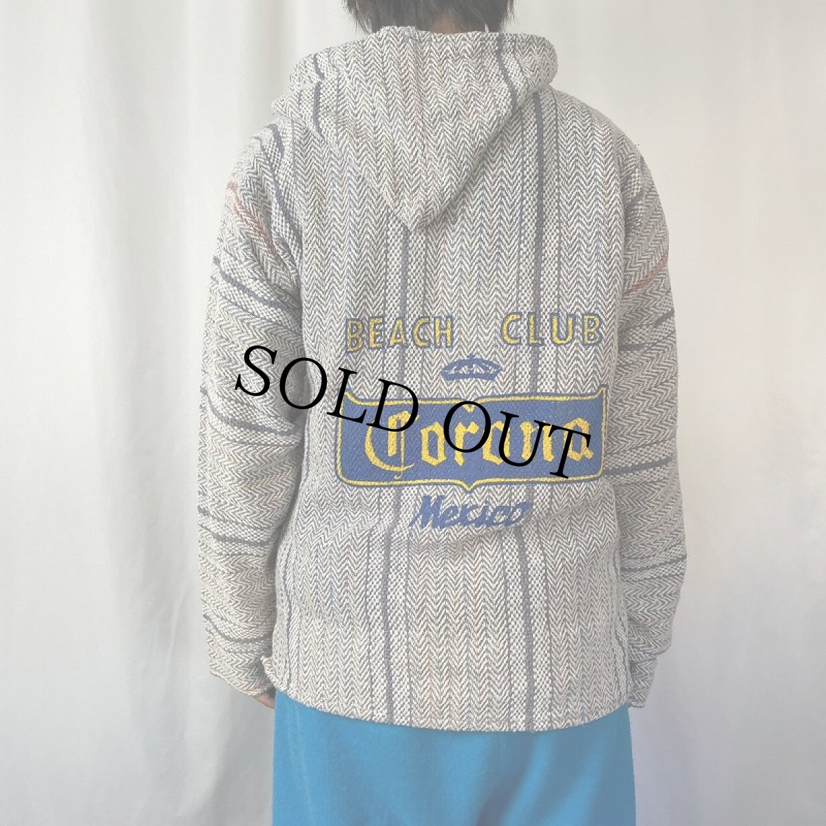 画像4: Corona "BEACH CLUB" マルチストライプ柄 ビールメーカー メキシカンパーカー (4)