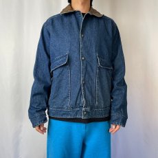 画像2: 80's Woolrich USA製 襟レザー デニムカバーオール M (2)