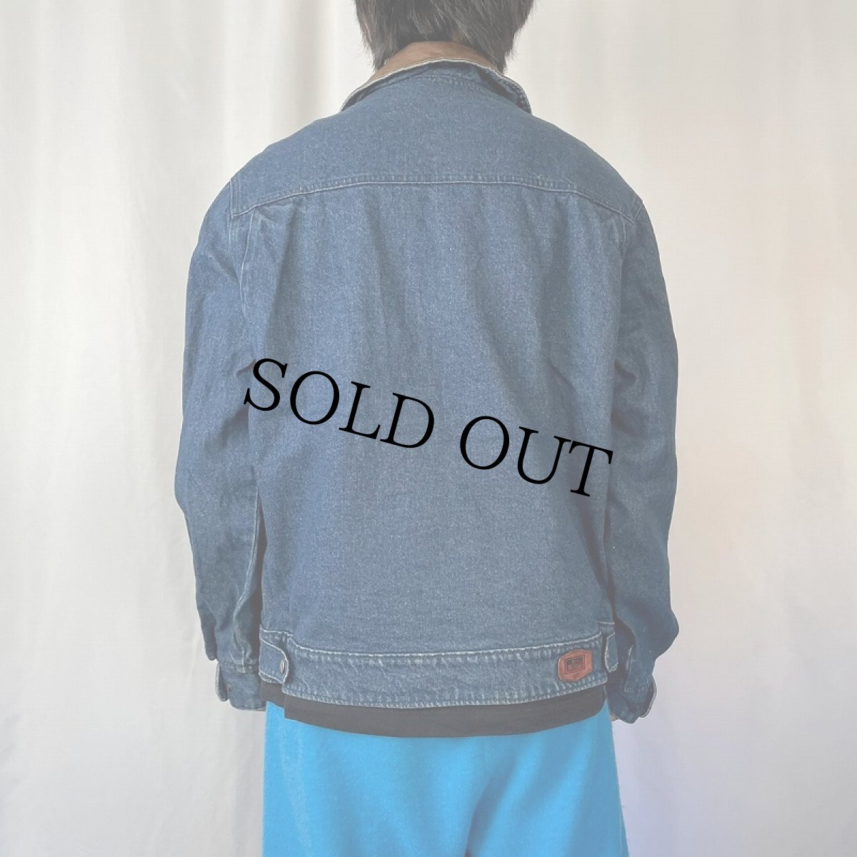 画像3: 80's Woolrich USA製 襟レザー デニムカバーオール M (3)