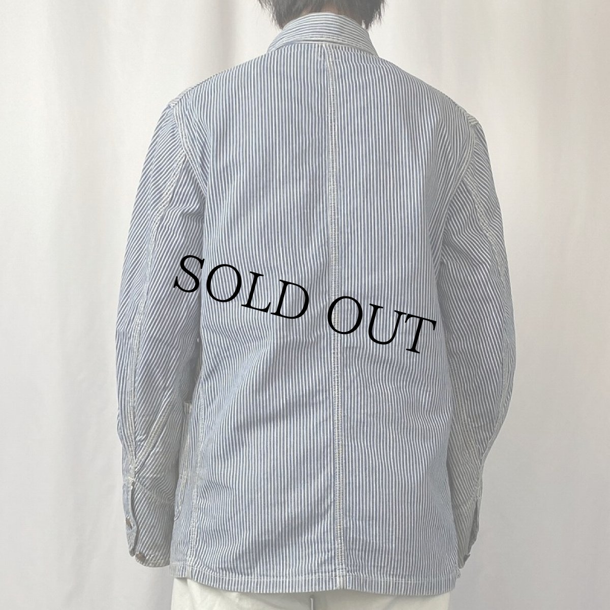 画像3: 40〜50's Lee "ロングLee" ヒッコリーストライプ デニムカバーオール SIZE38 (3)