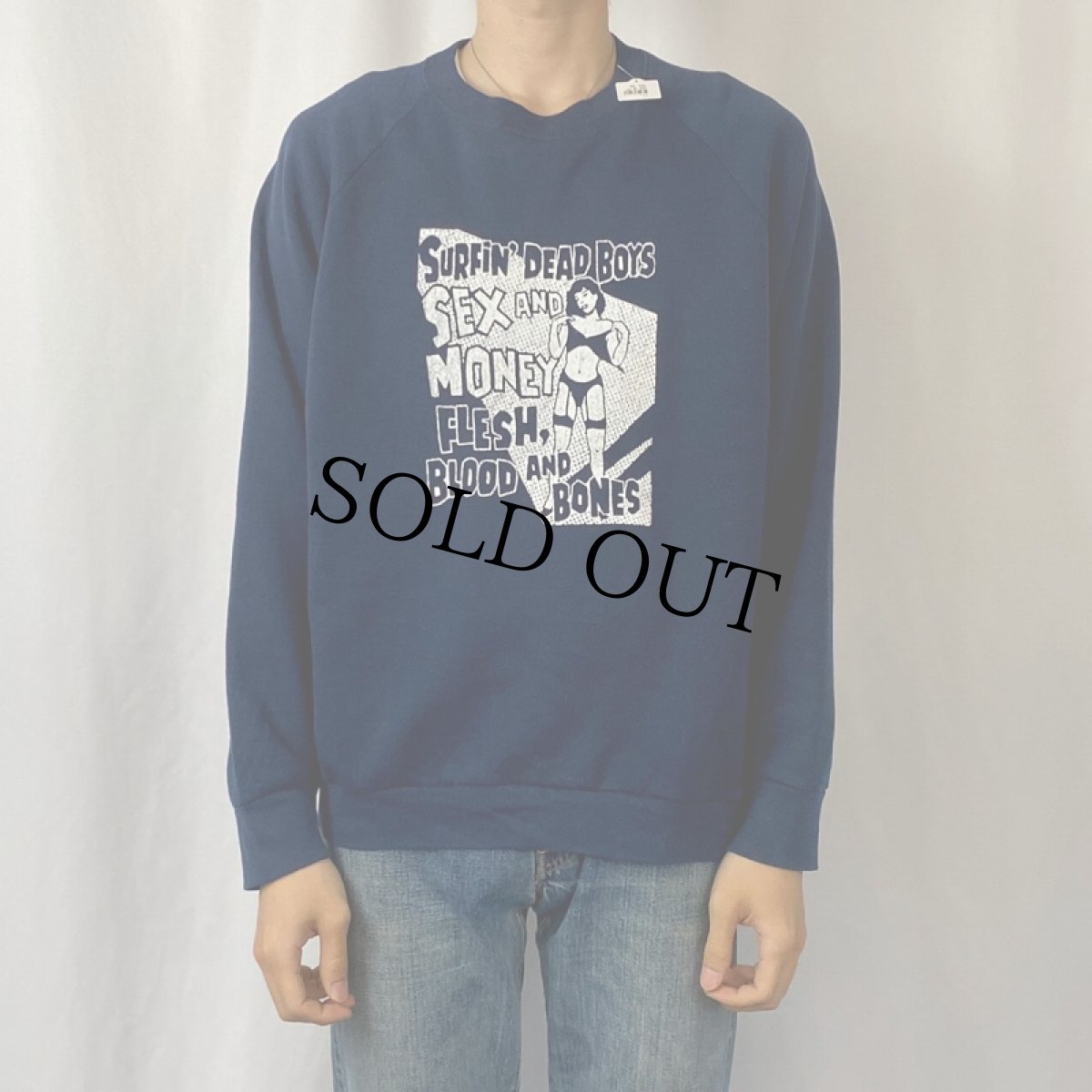 画像2: Surfin' Dead Boys "Sex and Money" パンクバンドスウェット L (2)