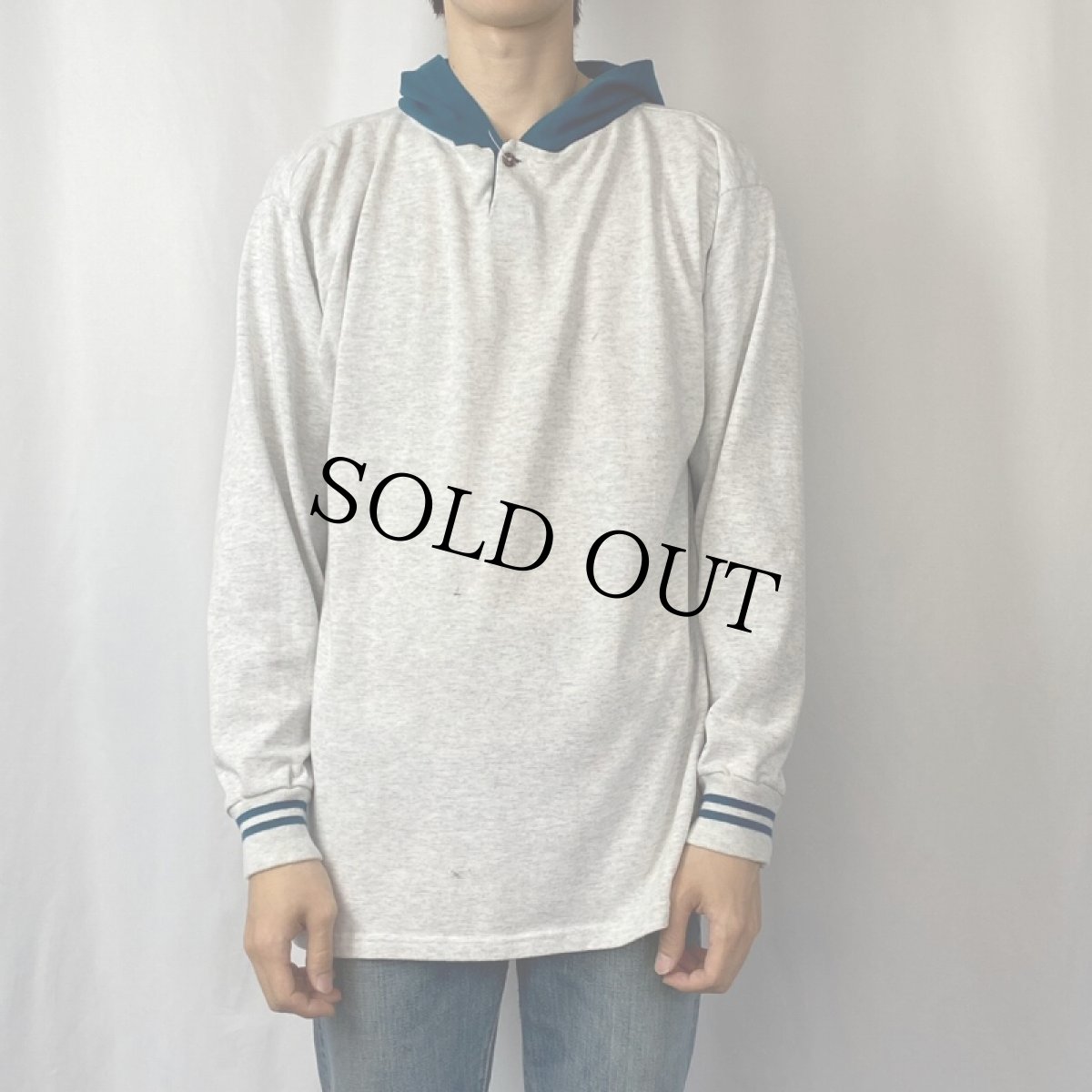 画像2: 90's Champion USA製 ヘンリーネック Tパーカー L (2)