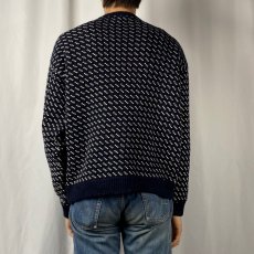 画像3: 60〜70's L.L.Bean 筆記体タグ NORWAY製 バーズアイ柄 ウール×レーヨンニットセーター NAVY XL (3)