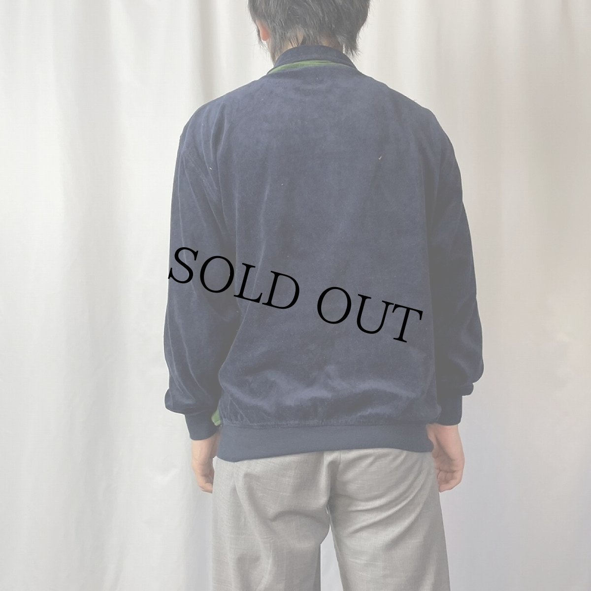 画像3: 90's John Blair 2トーン ベロアジップジャケット NAVY M (3)