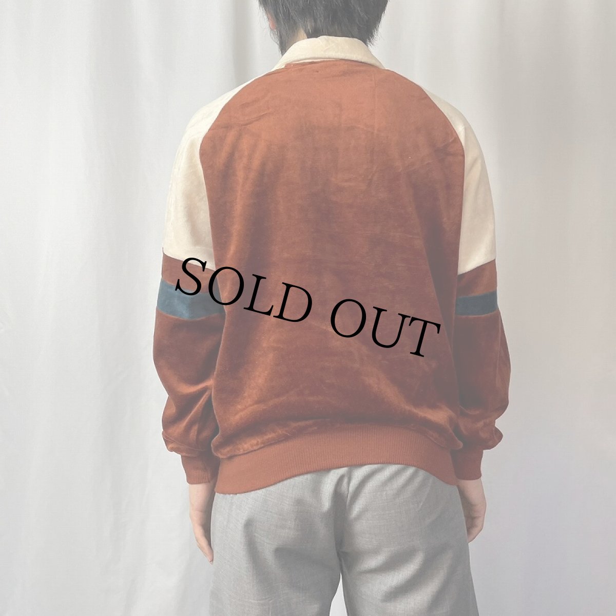 画像3: 70〜80's EXPRESSIONS USA製 ベロアポロシャツ L (3)