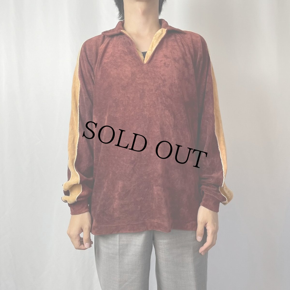 画像2: 70's Levi's ベロアスキッパーシャツ M (2)