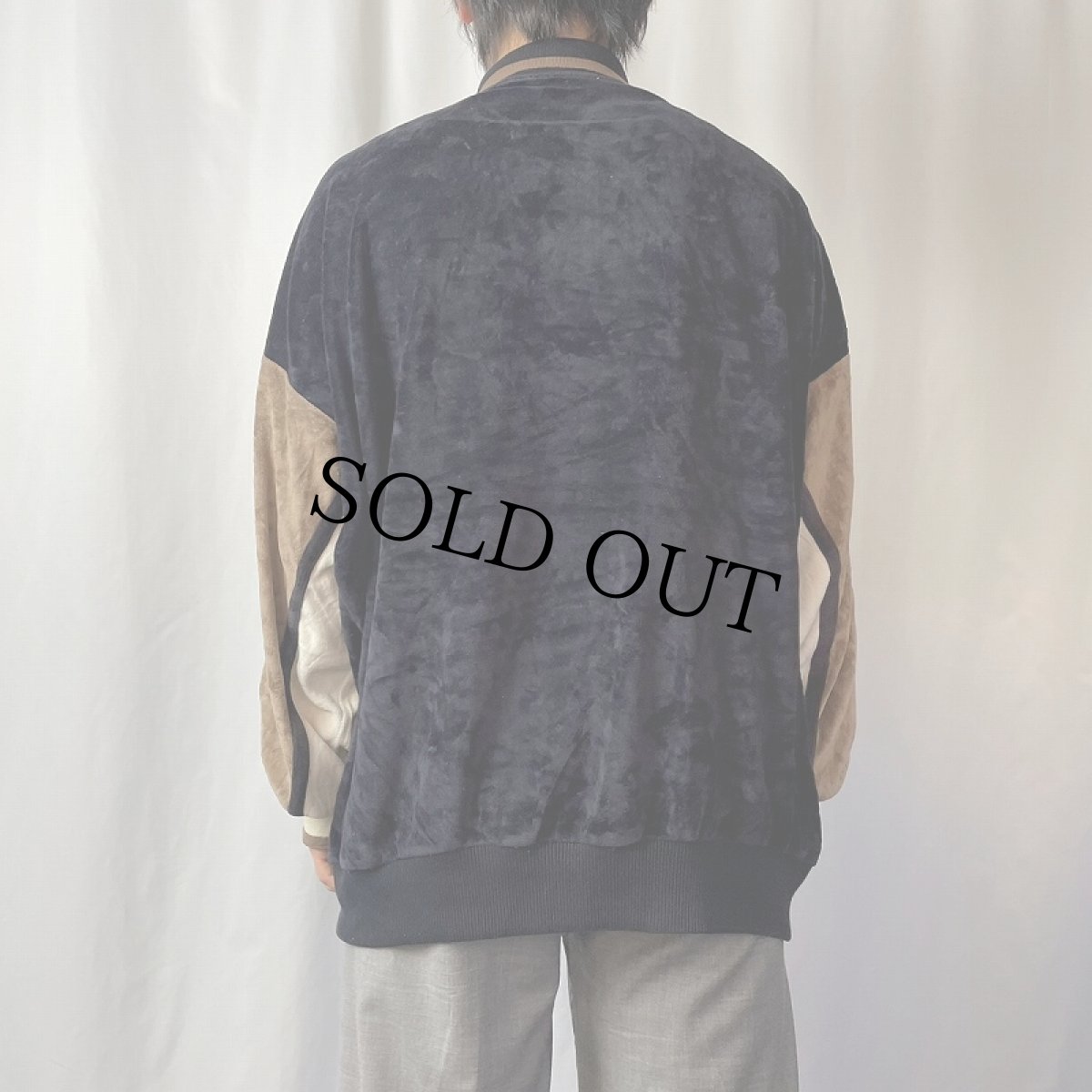 画像3: 80〜90's KNIGHTSBRIDGE ボーダー柄 ベロアポロシャツ 2XL (3)