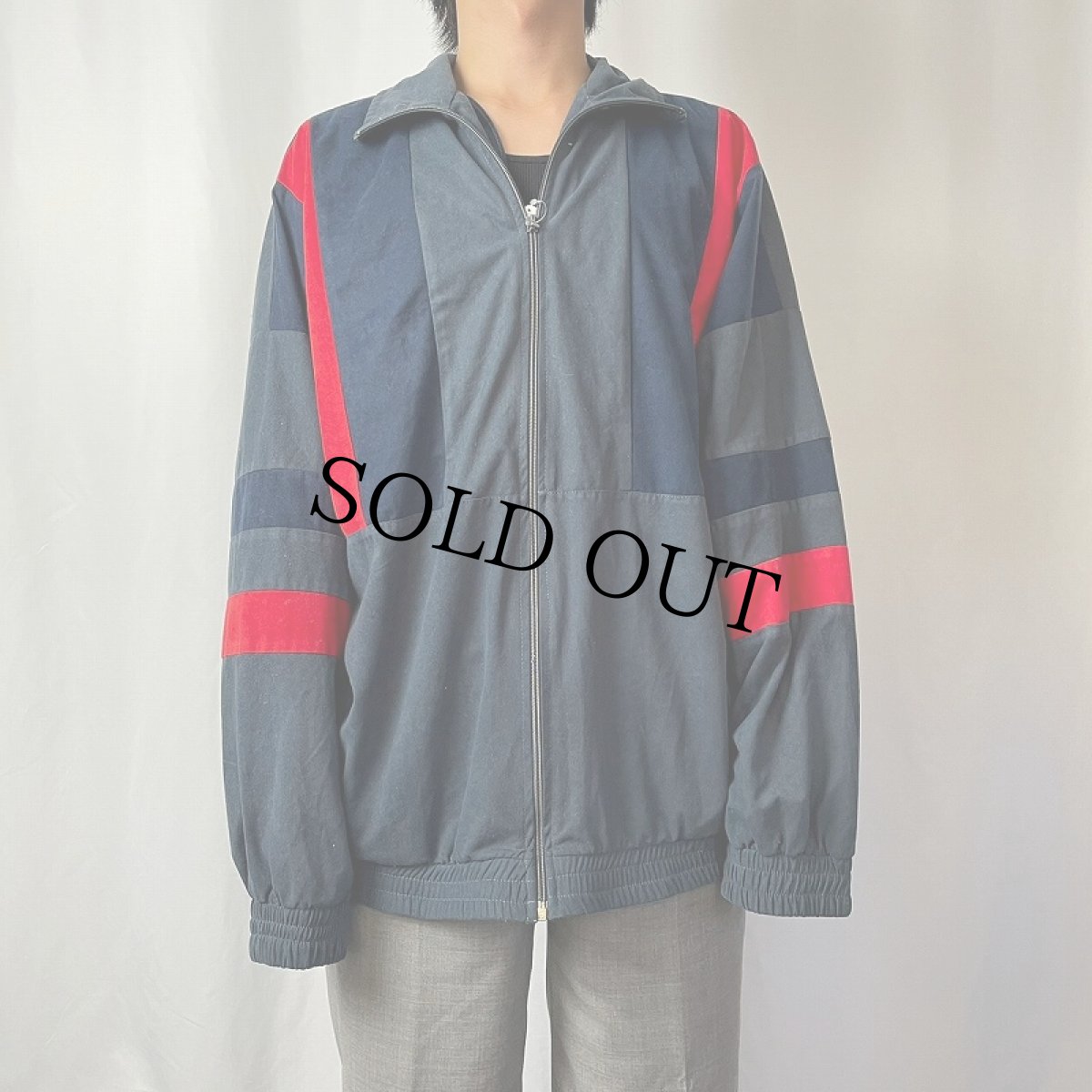 画像2: 70〜80's EURO 切り替えデザイン ベロアジップジャージ NAVY SIZE5 (2)