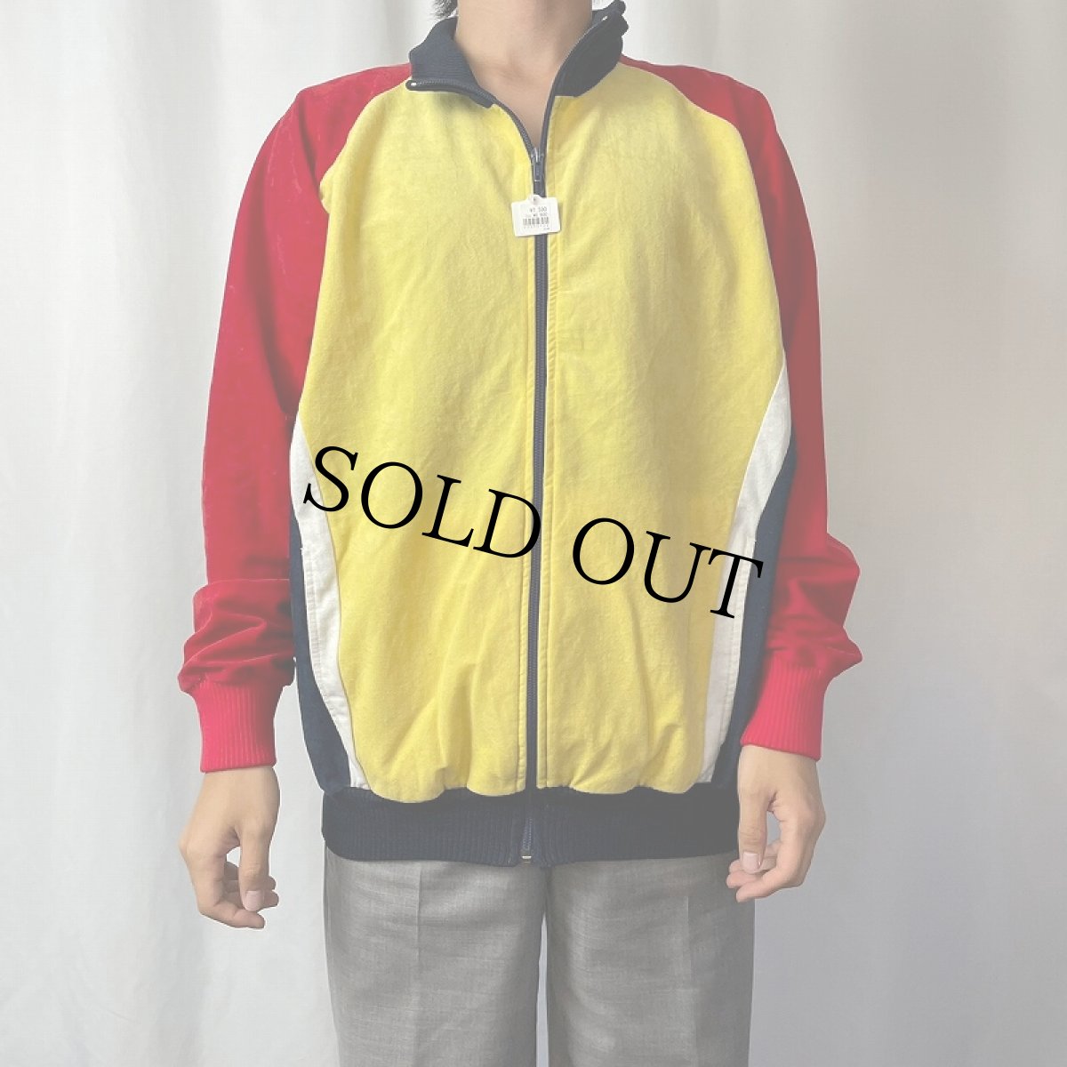 画像2: 70〜80's TRICOTS ROCHER FRANCE製 切り替えデザイン ベロアジップジャージ SIZE4 (2)