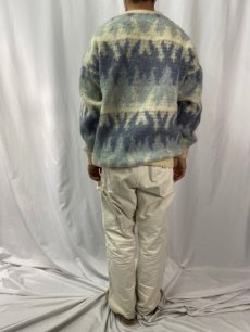画像4: 総柄 ジャギーニットセーター XL (4)