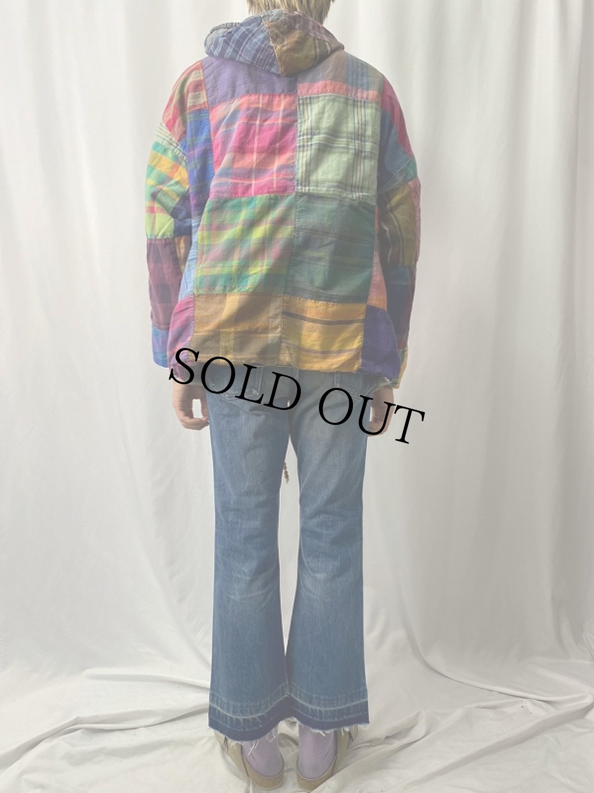 画像5: 90's JOUJOU マドラスチェック柄 クレイジーパターン リバーシブルアノラックパーカー (5)