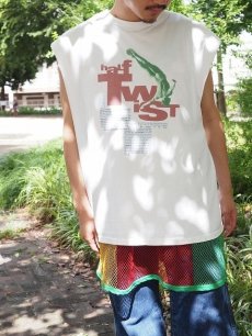 画像1: 90's GAP USA製 "half twist" カットオフスリーブ プリントTシャツ L (1)