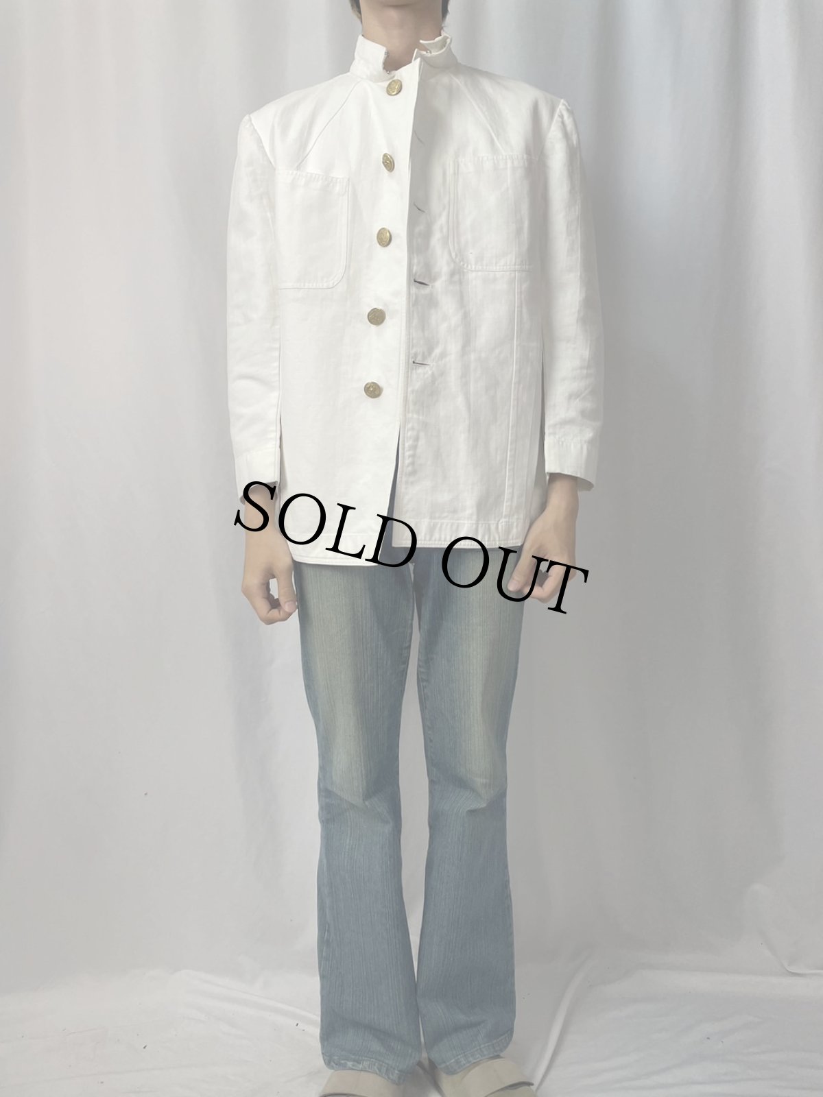 画像2: 50's ROYAL NAVY チェンジボタン コットンダックチュニックジャケット (2)