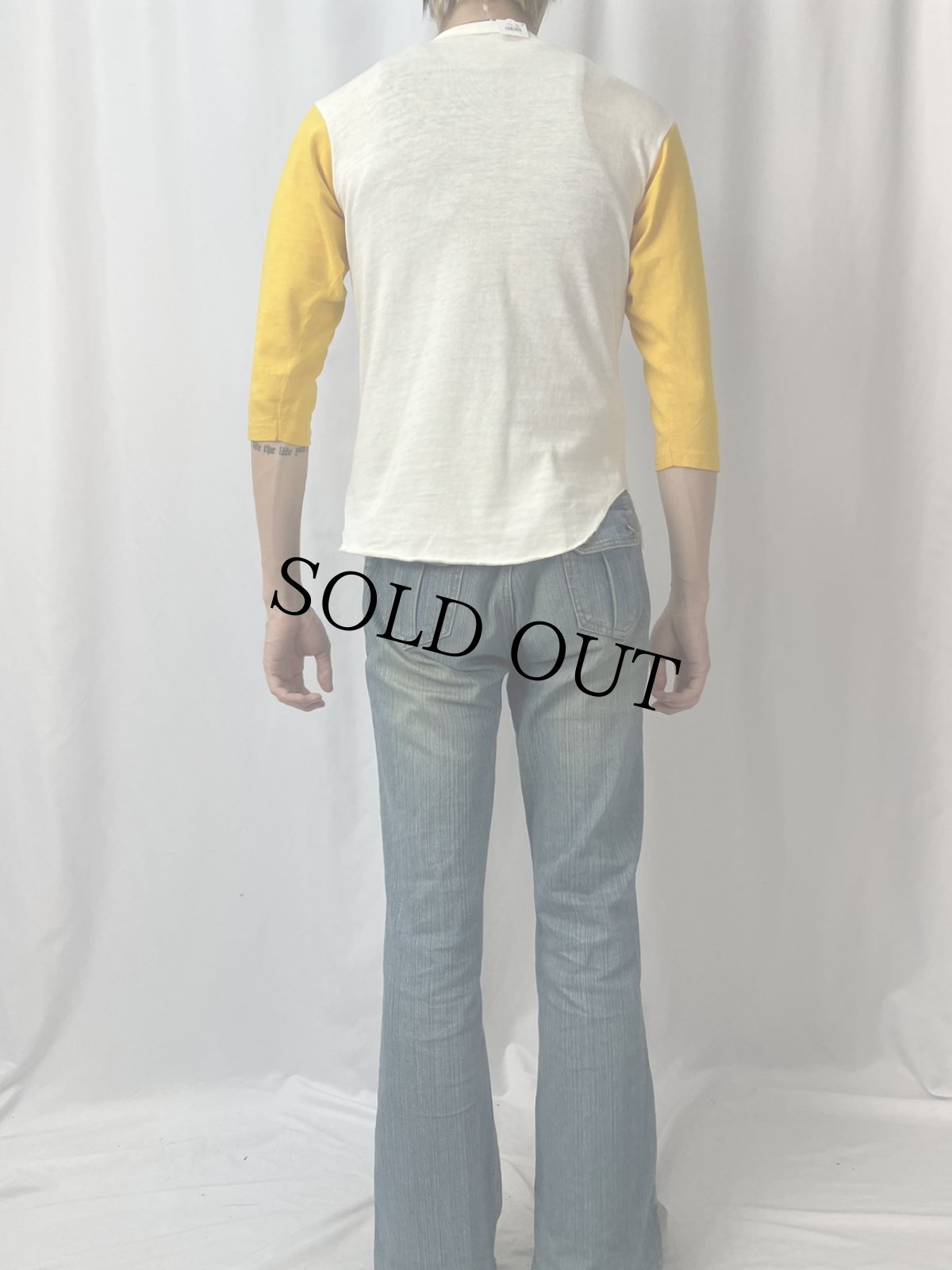 画像4: 80's Champion トリコタグ USA製 "WYOMING ATH, DEPT" 2トーン 染み込みプリントTシャツ M (4)